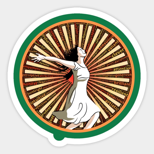 Woman celebrating wholeness Sticker by johnhain